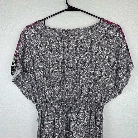 Xhilaration Womens Bho Paisley Elastic Waist V-Neck Dolman Midi Dress Medium - Picture 7 of 11